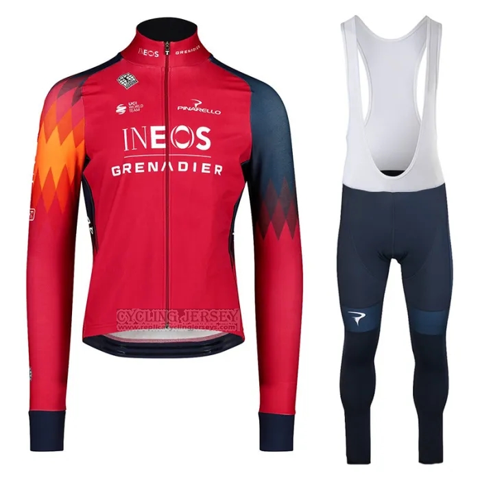 2023 Cycling Jersey Ineos Grenadiers Red Long Sleeve and Bib Short